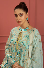 Embroidered Aqua Kameez Salwar Pakistani Party Dress 2023