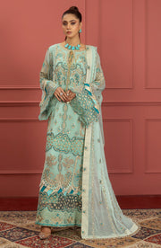 Embroidered Aqua Kameez Salwar Pakistani Party Dress