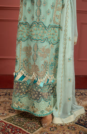 Embroidered Aqua Kameez Salwar Pakistani 