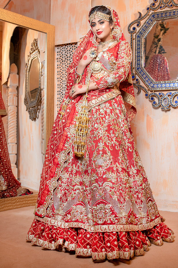 Embroidered Bridal Lehenga Blouse Design Dress for Barat – Nameera by Farooq