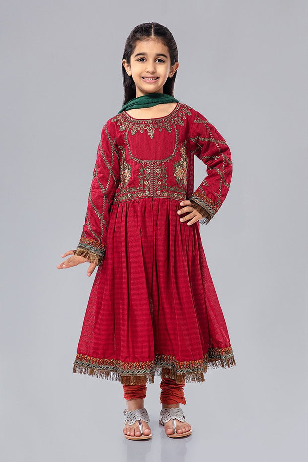 Embroidered Kids Frock for EId in Red Color