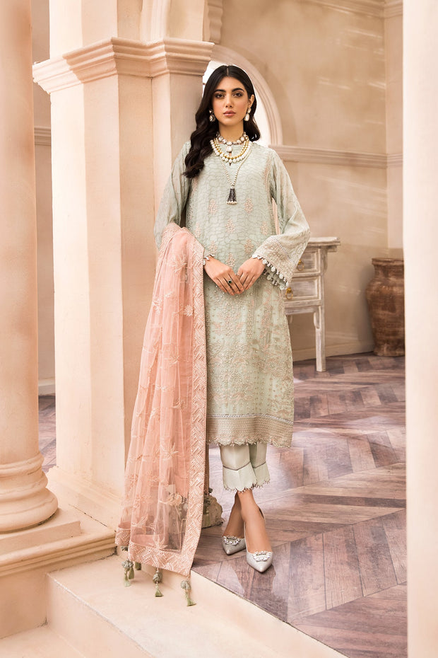 Embroidered Pakistani Dress in Light Mint Shade 2022