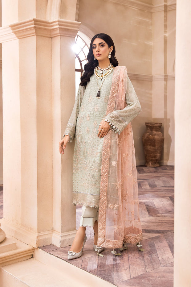 Embroidered Pakistani Dress in Light Mint Shade Designer