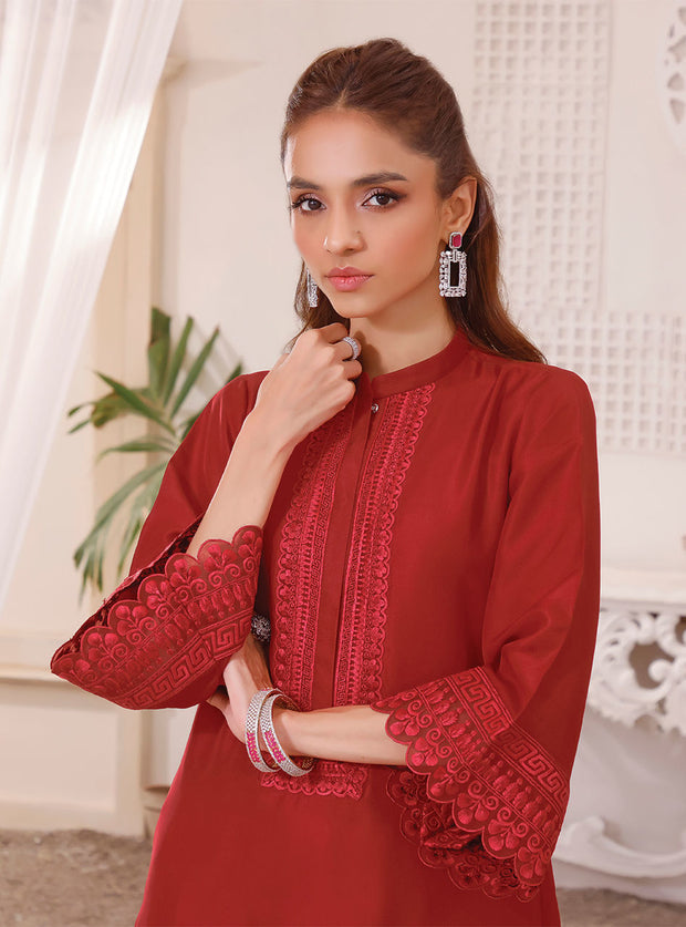 Embroidered Salwar Kameez Dupatta Pakistani Red Dress for Eid