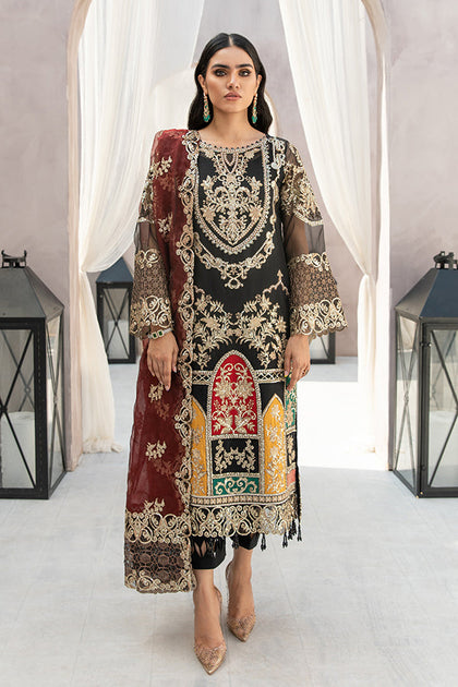 Embroidered Salwar Kameez Pakistani Black Dress for Eid – Nameera by Farooq