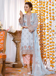 Embroidered Salwar Kameez in Light Blue Shade 2021