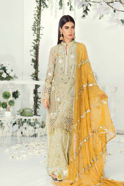Embroidered Chiffon Suit in Cream Color #J6117