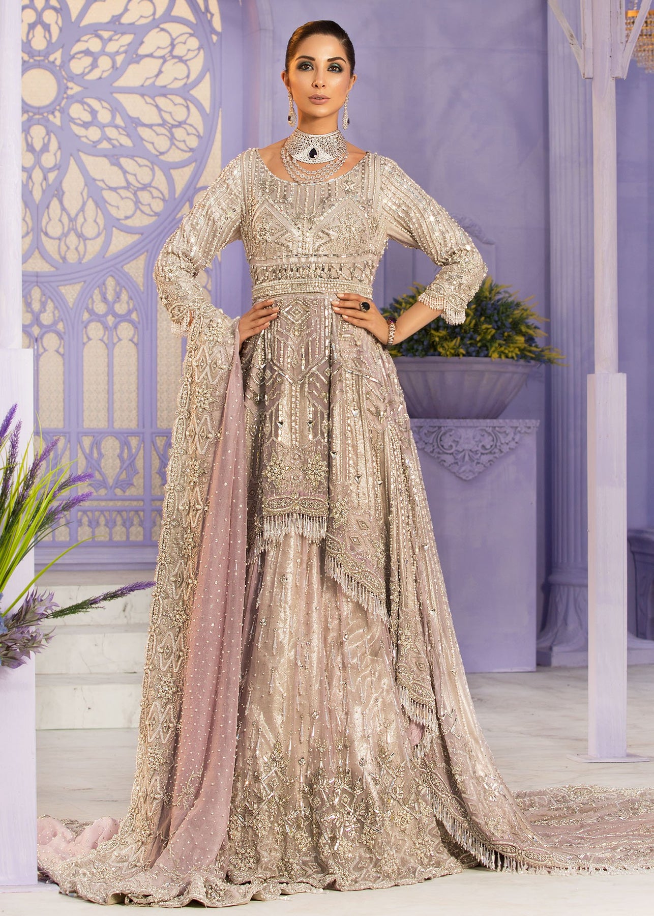 Embroidered bridal dress online With crystal and adda work – Nameera by ...