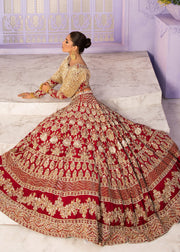 Latest Pakistani Embroidered bridal outfit 2020 in red color