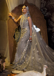 Latest Pakistani Embroidered online bridal Dress in beige grey color # B3471