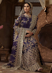 Latest Pakistani Embroidered online bridal Outfit in blue color # B3472