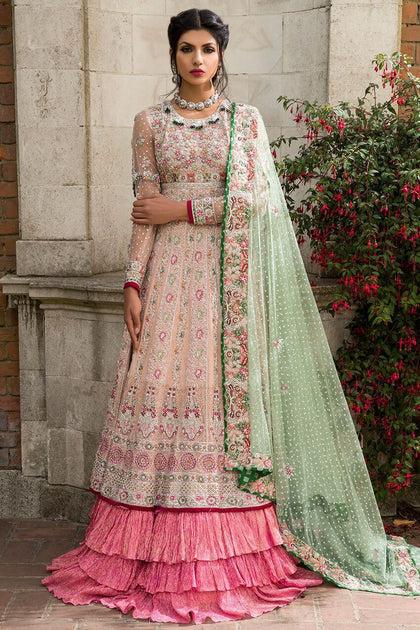 Fancy bridal dress in pink color fully embroidered – Nameera by Farooq