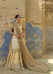 Farshi Gharara and Kameez Dupatta in Ivory Gold Color