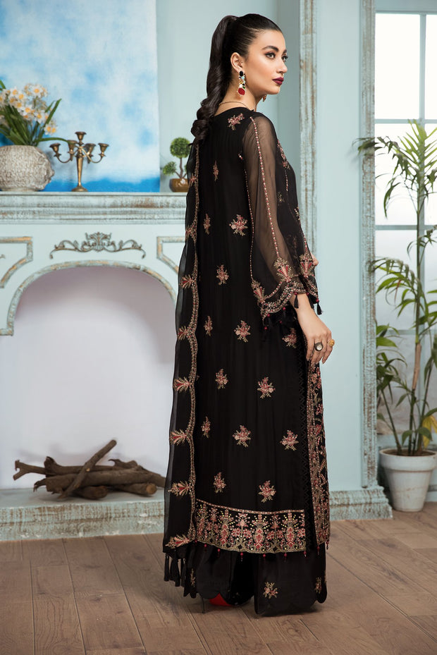 Formal Chiffon Pakistani Dress in Black Color by Designer – Nameera by ...