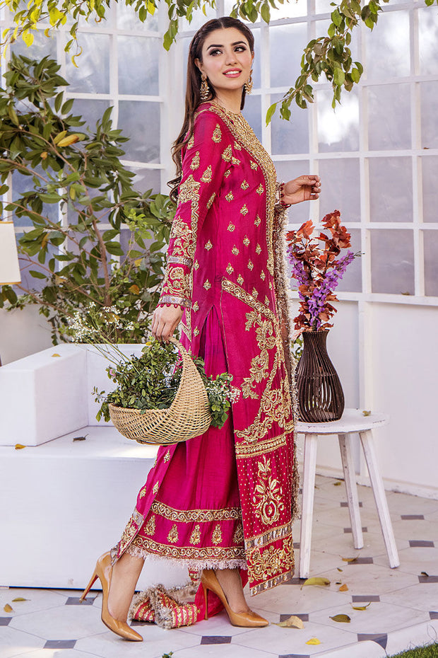 Fuchsia Pink Hand Embellished Elegant Pakistani Wedding Dress