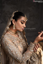 Gold Bridal Sharara Suits With Long Kameez