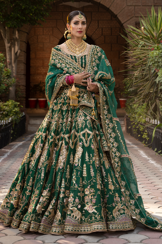 Pakistani Bridal Lehenga Choli in Blue Shade for Bride – BridalLehenga