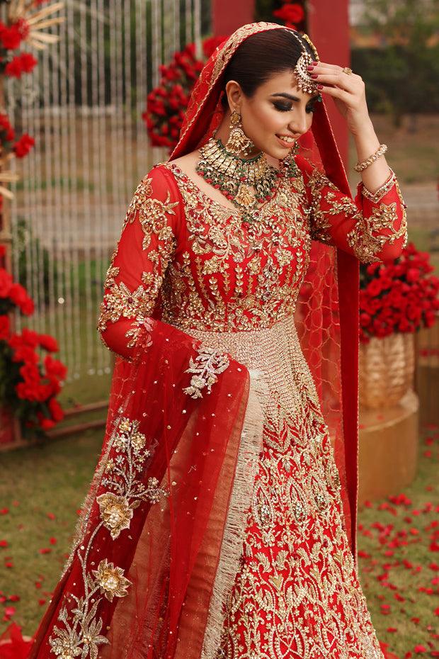 Pakistani Bridal Lehenga Choli Dress Gold Red Pakistani Wedding