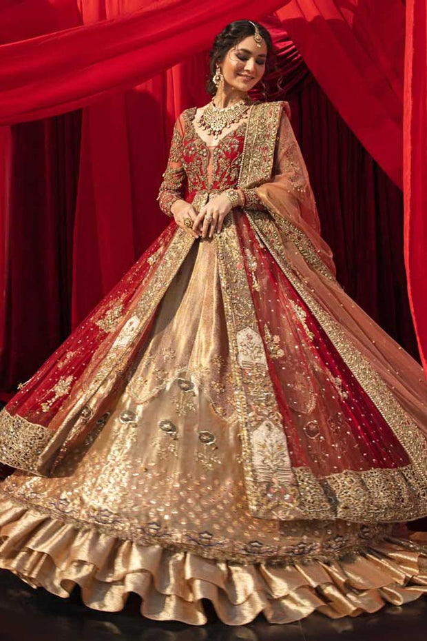 Heavily Embellished Golden Indian Wedding Dress for Bridal Wear – Nameera  by Farooq