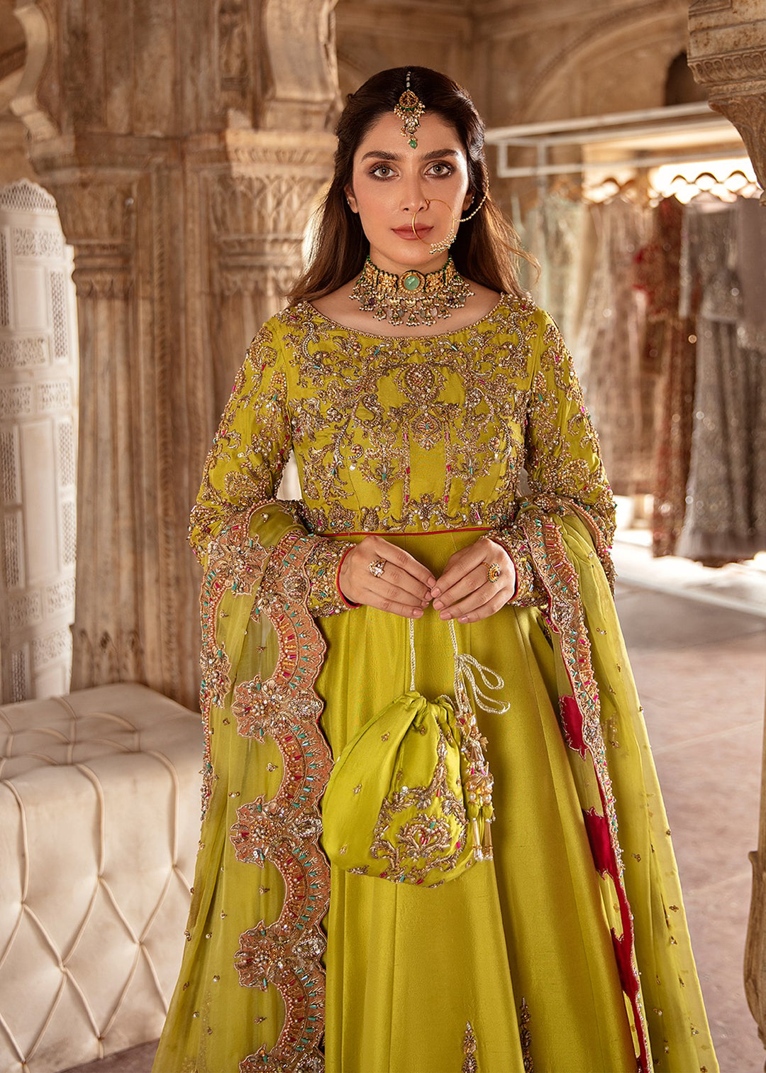 Green and yellow mehndi dresses best sale