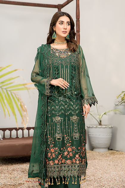 Elegant Green Salwar Kameez with Trendy Embellishments Online – Nameera ...