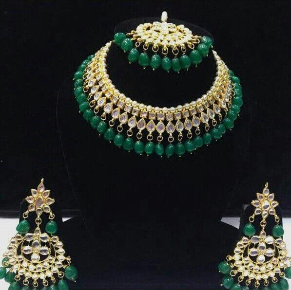 Latest Kundan Green Jewellery Full Bridal Set