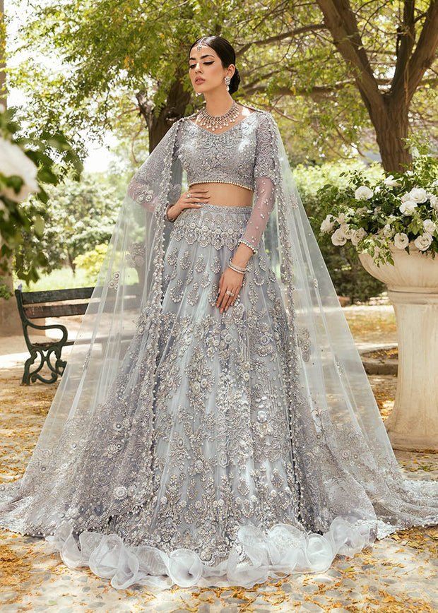 Buy Grey Bridal Dress Pakistani in Lehenga Choli Style Online – Nameera by  Farooq