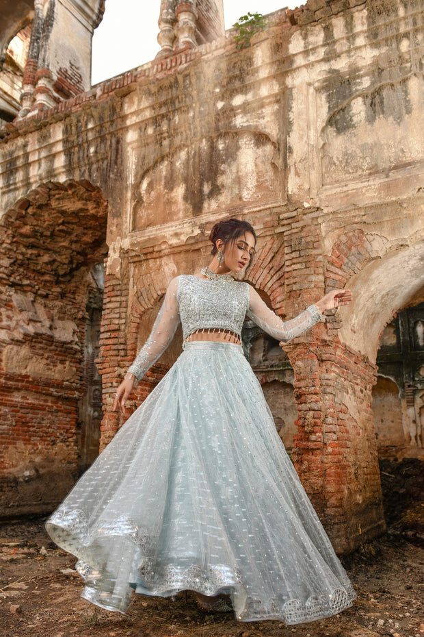 Grey Lehenga Choli Bridal Dress Pakistani