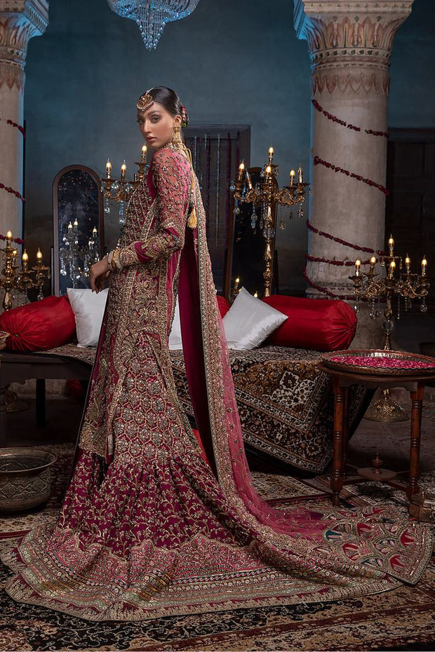 Wedding Lehenga Choli in Pink Velvet with Heavy Embroidery With Hand Work -  LC4352