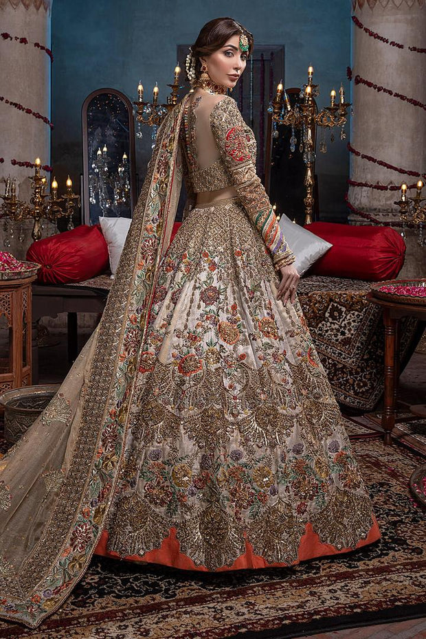 Embellished Heavy Raw Silk Ivory Lehenga Choli Bridal Dress – Nameera ...