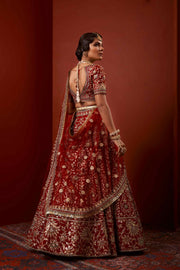 Heavy Red Lehenga Bridal in Thread Embroidery 2022