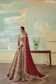 Heavy Red and Yellow Lehenga Choli Bridal Dress