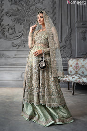 Heavy Sea Green Walima Dress for Bridal Wear 