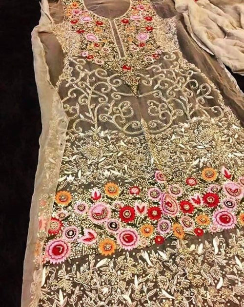 Wedding dress with muti threds dabka nagh and pearl work Model#P 36 ...