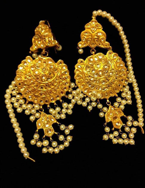 Kundan earrings in white and golden color Model#Kundan 25 – Nameera by ...