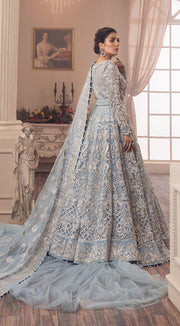 Ice Blue Lehenga Bridal Dress in Gown 