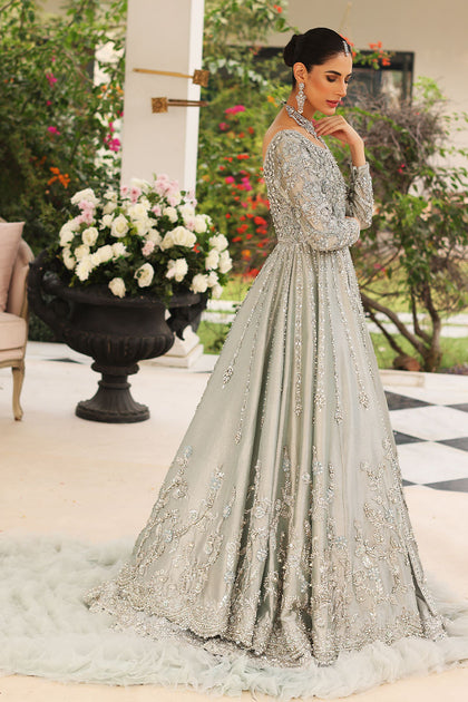 Ice Blue Lehenga Pishwas Pakistani Wedding Dresses – Nameera by Farooq