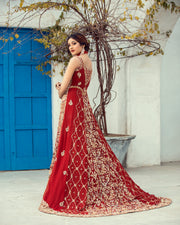 Indian Golden Red Lehenga Frock 