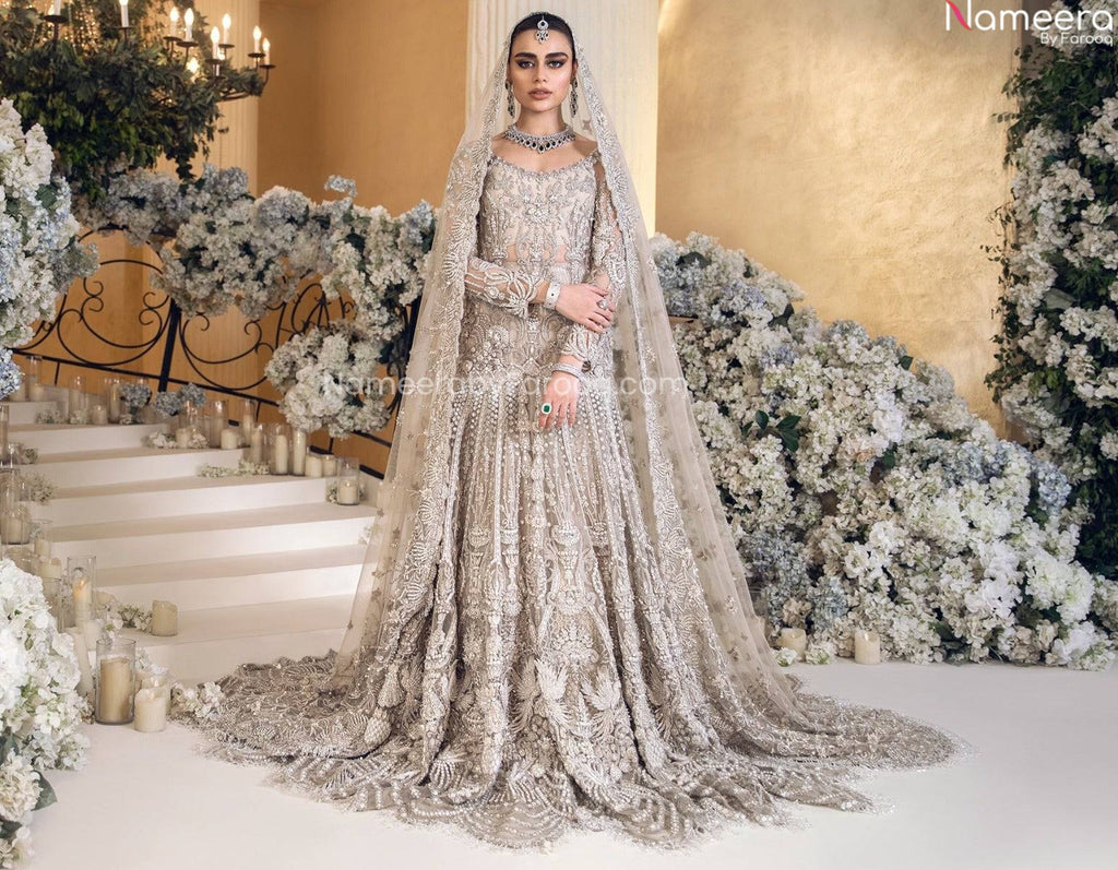 Heavily Embellished Golden Indian Wedding Dress for Bridal Wear – Nameera  by Farooq