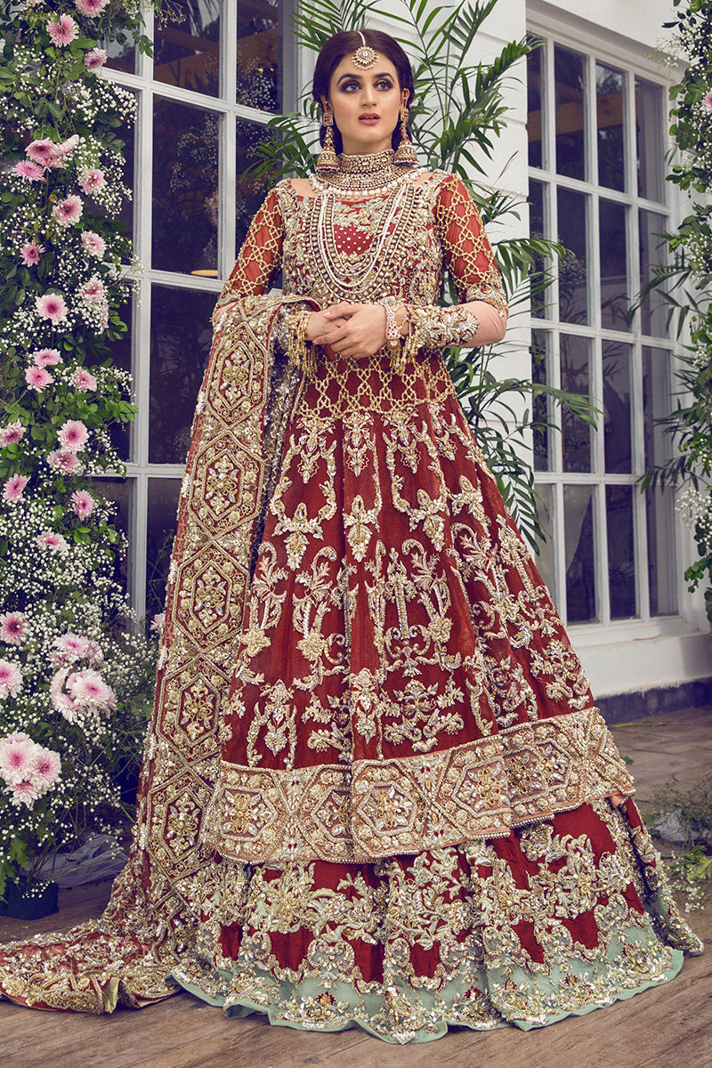 Indian designer wedding dresses with gold tilla work – Nameera by Farooq