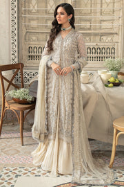 Ivory Front Open Kameez Lehenga Dupatta Dress