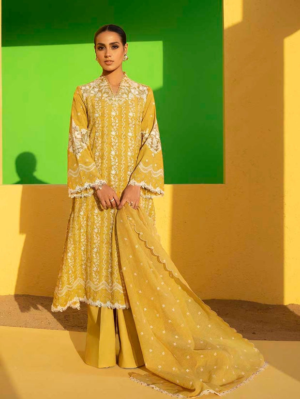 Kameez Trouser Dupatta Pakistani Yellow Dress for Eid