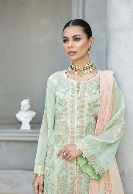 Royal Kameez Trouser Mint Green Pakistani Wedding Dress – Nameera by Farooq