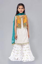 Kids White Gharara Dress for Eid