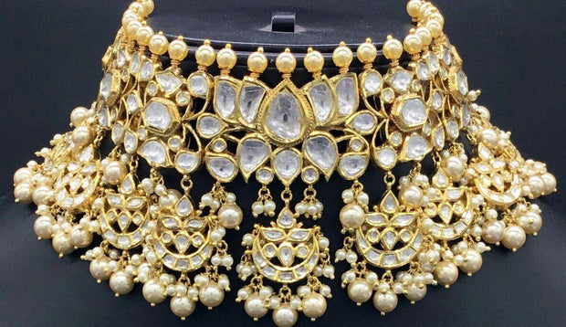 Stunning Indian Kundan Choker Necklace with Pearls