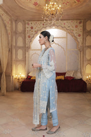 Latest Blue Salwar Kameez in Embroidered Net 2022