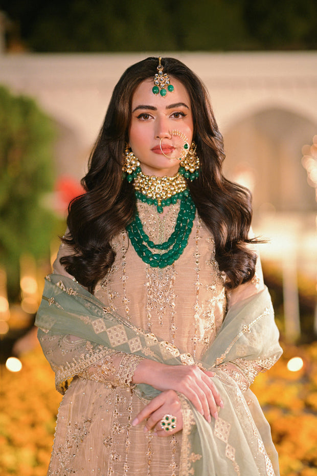 Latest Embroidered Kameez with Wedding Sharara and Dupatta