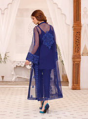 Latest Jacket Style Embroidered Pakistani Blue Dress for Eid