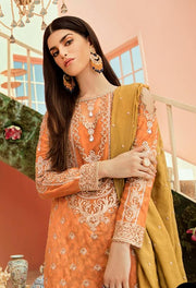 Latest Orange Chiffon Party Wear  Close Up