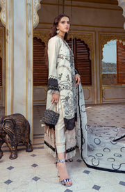 Latest Pakistani Black and White Salwar Kameez and Dupatta